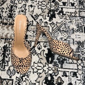 Cheetah Print Open Toe Single Sole Heel